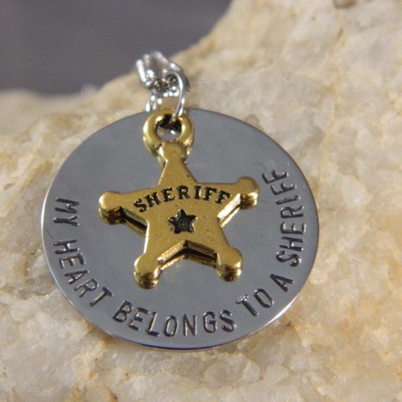 My Heart Belongs to a Sheriff Handstamped Necklace